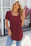 Eyelet Square Neck Flutter Sleeve Blouse - Trendsi - Flyclothing LLC