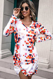 Rainbow Checker Twisted Long Sleeve Dress - Trendsi - Flyclothing LLC