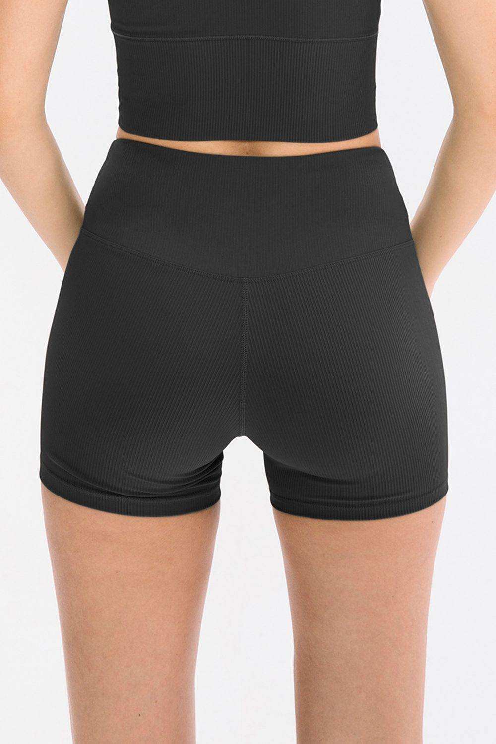 Slim Fit Wide Waistband Sports Shorts - Trendsi - Flyclothing LLC