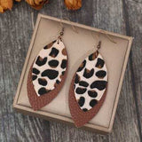 Leaf Shape Leather Dangle Earrings - Trendsi - Flyclothing LLC