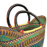 Bolga Tote, Mixed Colors with Leather Handle - 18-inch - Gitzell - Flyclothing LLC