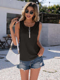 Half-Zip Round Neck Tank - Trendsi - Flyclothing LLC