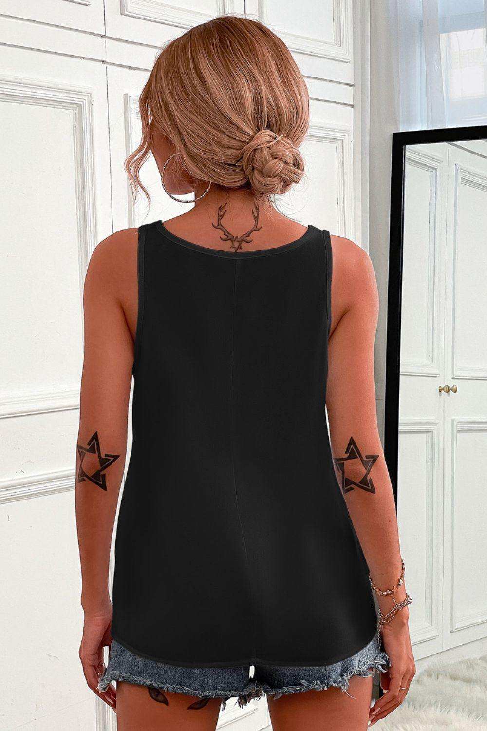 Half-Zip Scoop Neck Tank - Trendsi - Flyclothing LLC