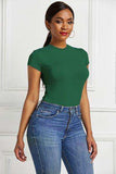 Round Neck Short Sleeve Bodysuit - Trendsi - Flyclothing LLC
