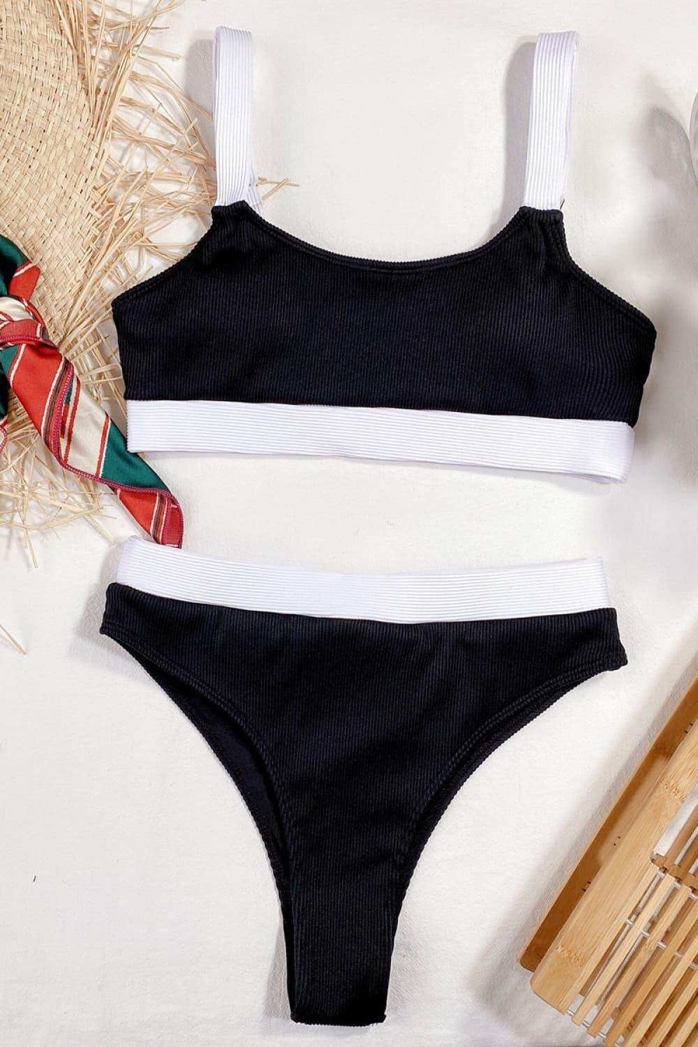 Color Block Scoop Neck Bikini Set - Trendsi - Flyclothing LLC