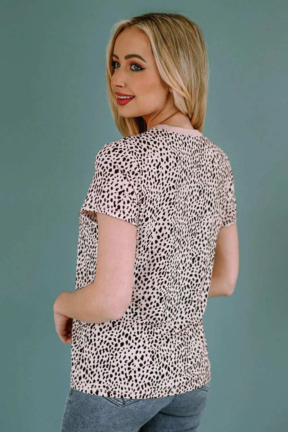 Animal Print Round Neck Tee - Trendsi - Flyclothing LLC