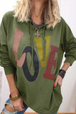 LOVE Drawstring Dropped Shoulder Hoodie - Trendsi - Flyclothing LLC