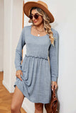 Frill Square Neck Long Sleeve Dress - Trendsi - Flyclothing LLC