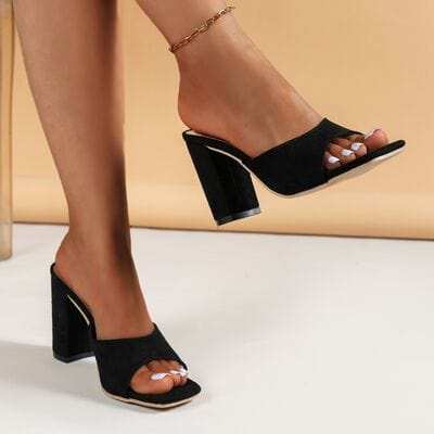 PU Leather Block Heel Pumps - Trendsi - Flyclothing LLC