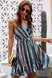 Striped Surplice Neck Spaghetti Strap Dress - Trendsi - Flyclothing LLC