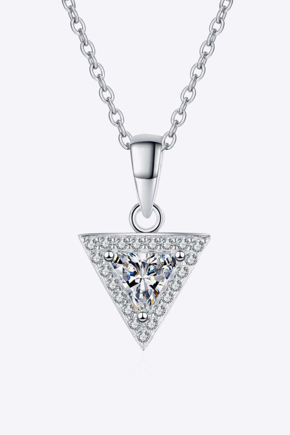 925 Sterling Silver Triangle Moissanite Pendant Necklace - Trendsi - Flyclothing LLC