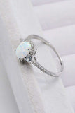 925 Sterling Silver Platinum-Plated Opal Ring - Trendsi - Flyclothing LLC