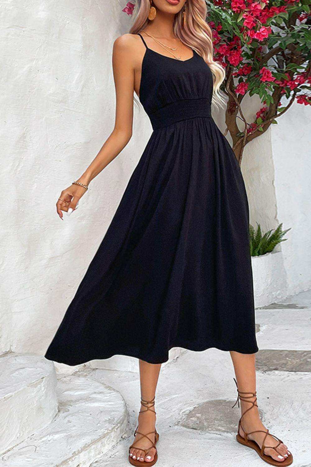 Spaghetti Strap Scoop Neck Midi Dress - Trendsi - Flyclothing LLC