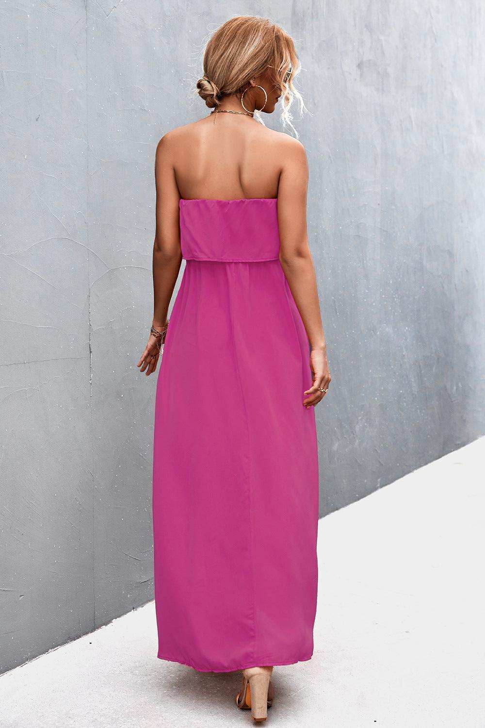 Strapless Split Maxi Dress - Trendsi - Flyclothing LLC