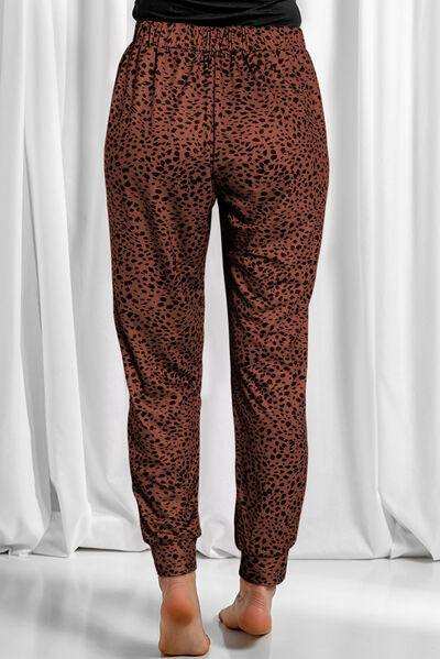 Full Size Leopard Drawstring Pocketed Pants - Trendsi - Flyclothing LLC