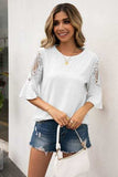 Ruffled Cutout Round Neck Half Sleeve T-Shirt - Trendsi - Flyclothing LLC