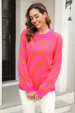 Striped Round Neck Dropped Shoulder Sweater - Trendsi - Flyclothing LLC