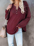 Buttoned Drop Shoulder Top - Trendsi - Flyclothing LLC