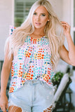 Ruffled Printed Round Neck Blouse - Trendsi - Flyclothing LLC