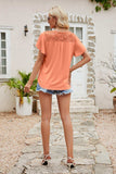 Spliced Lace Flutter Sleeve Top - Trendsi - Flyclothing LLC