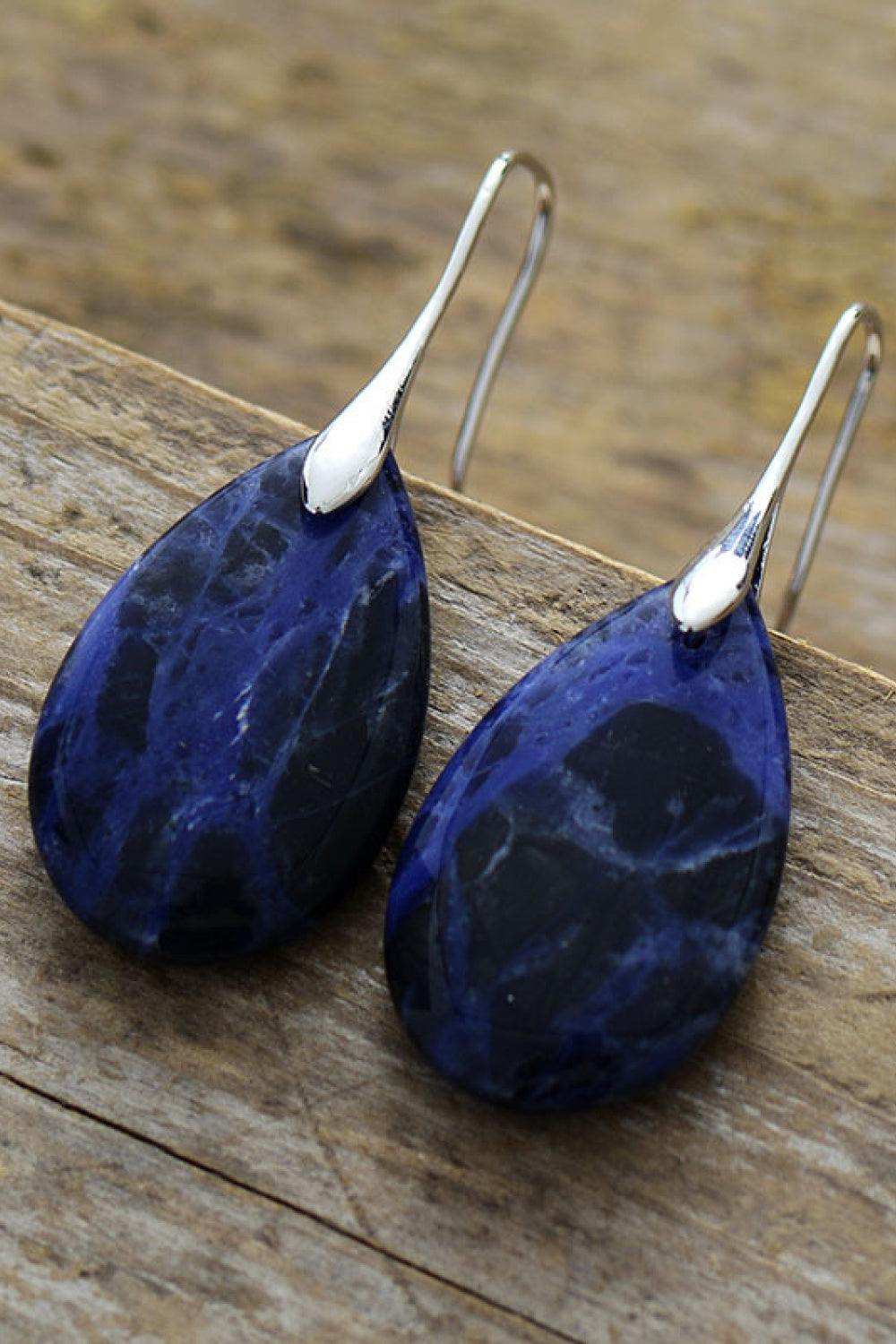 Natural Stone Teardrop Earrings - Trendsi - Flyclothing LLC