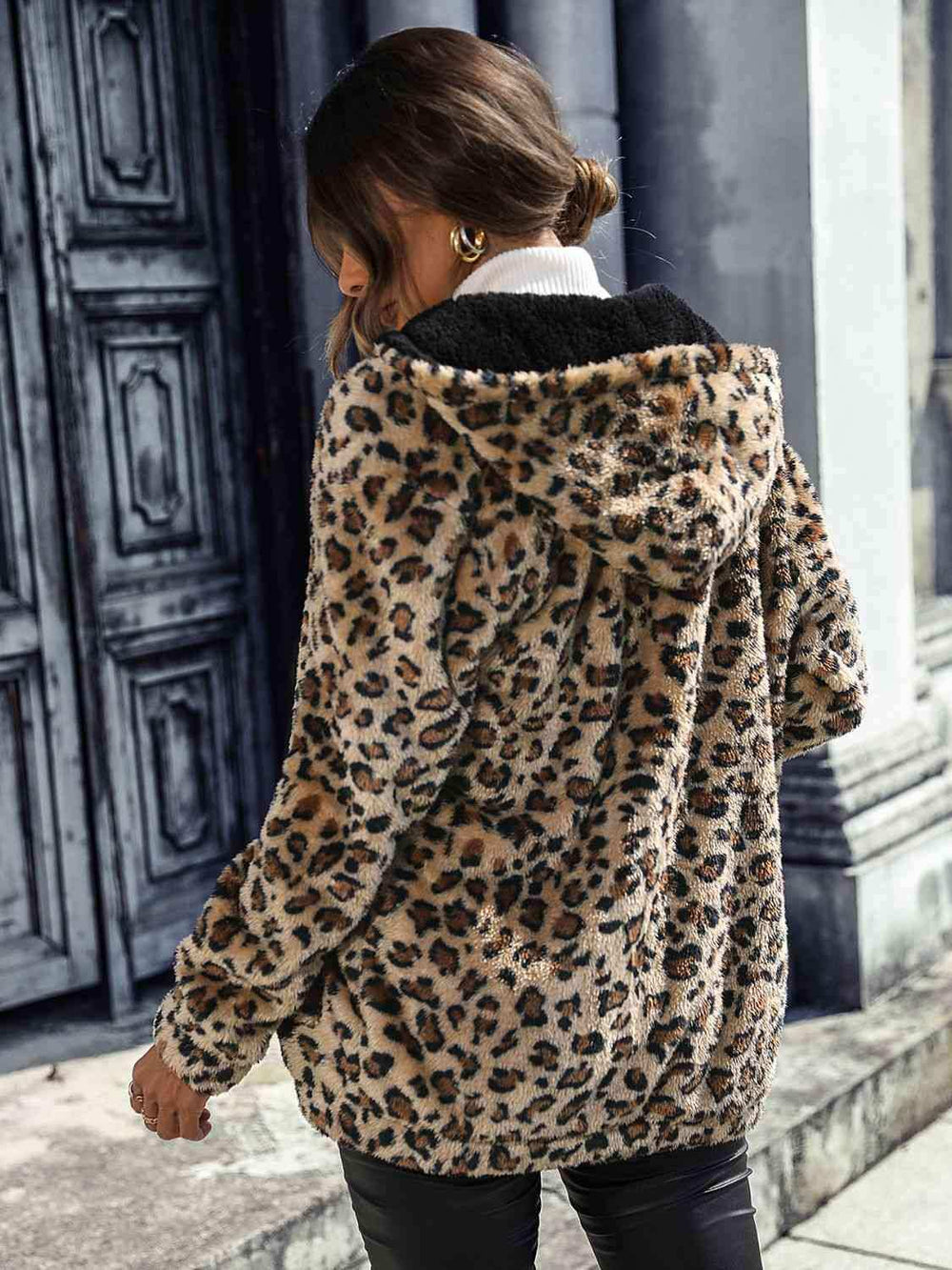 Leopard Zip-Up Hooded Jacket - Trendsi - Flyclothing LLC