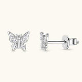 Moissanite 925 Sterling Silver Butterfly Stud Earrings - Trendsi - Flyclothing LLC