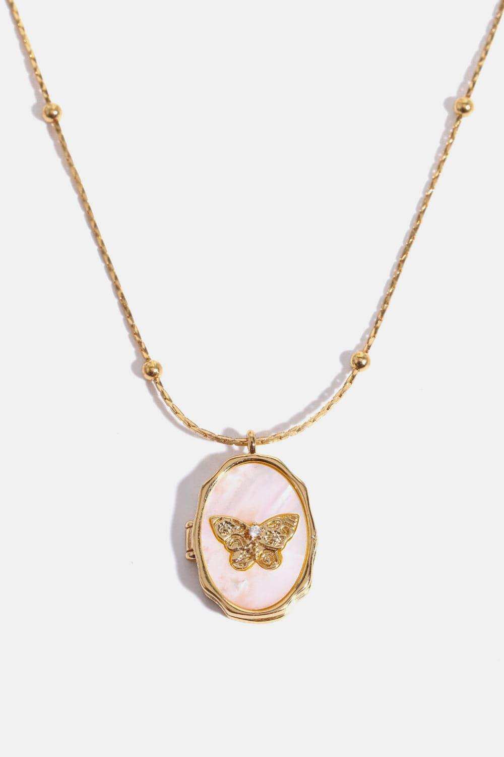 Butterfly Shell Pendant Copper Necklace - Trendsi - Flyclothing LLC