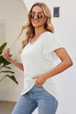Smocked Round Neck Flutter Sleeve T-Shirt - Trendsi - Flyclothing LLC
