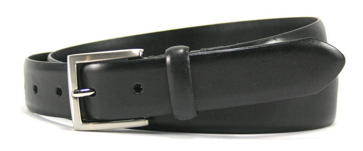 Leather belt in gray with V buckle 32 mm