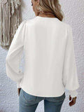 Surplice Smocked Lantern Sleeve Blouse - Trendsi - Flyclothing LLC