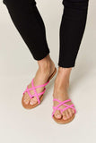 WILD DIVA Crisscross PU Leather Open Toe Sandals - Trendsi - Flyclothing LLC