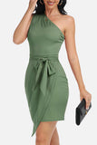 Tie Front One-Shoulder Sleeveless Dress - Trendsi - Flyclothing LLC