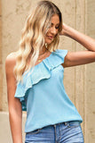 Ruffled One-Shoulder Tank - Trendsi - Flyclothing LLC
