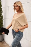 Single Shoulder Half Sleeve T-Shirt - Trendsi - Flyclothing LLC