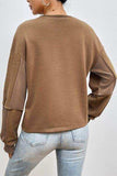 Exposed Seam Round Neck Long Sleeve Sweatshirt - Trendsi - Flyclothing LLC