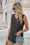 Eyelet V-Neck Tank - Trendsi - Flyclothing LLC