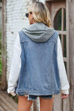 Sleeveless Denim Top with A Detachable Hood - Trendsi - Flyclothing LLC