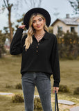 Half Button Dropped Shoulder Blouse - Trendsi - Flyclothing LLC