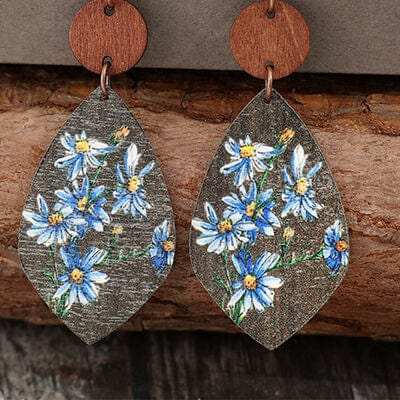 Flower Geometrical Shape Wooden Earrings - Trendsi - Flyclothing LLC