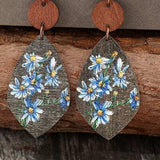 Flower Geometrical Shape Wooden Earrings - Trendsi - Flyclothing LLC