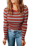 Striped Round Neck Long Sleeve Top - Trendsi - Flyclothing LLC