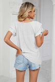 Eyelet Layered Flutter Sleeve V-Neck Knit Top - Trendsi - Flyclothing LLC