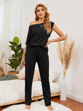 Round Neck Top and Pants Lounge Set - Trendsi - Flyclothing LLC