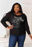 Double Take Sequin Graphic Dolman Sleeve Knit Top - Trendsi - Flyclothing LLC