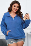 Plus Size Quarter Zip Raglan Sleeve Hoodie - Trendsi - Flyclothing LLC