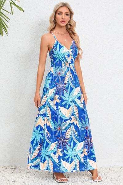Printed Surplice Maxi Cami Dress - Trendsi - Flyclothing LLC