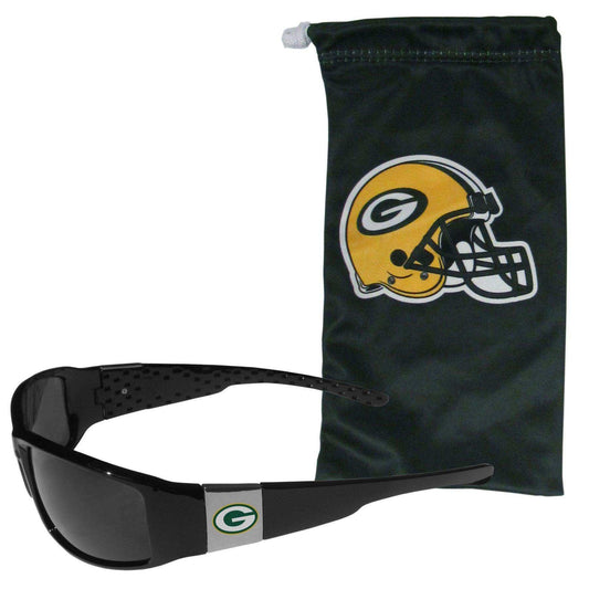 Green Bay Packers Chrome Wrap Sunglasses and Bag - Siskiyou Buckle - Flyclothing LLC