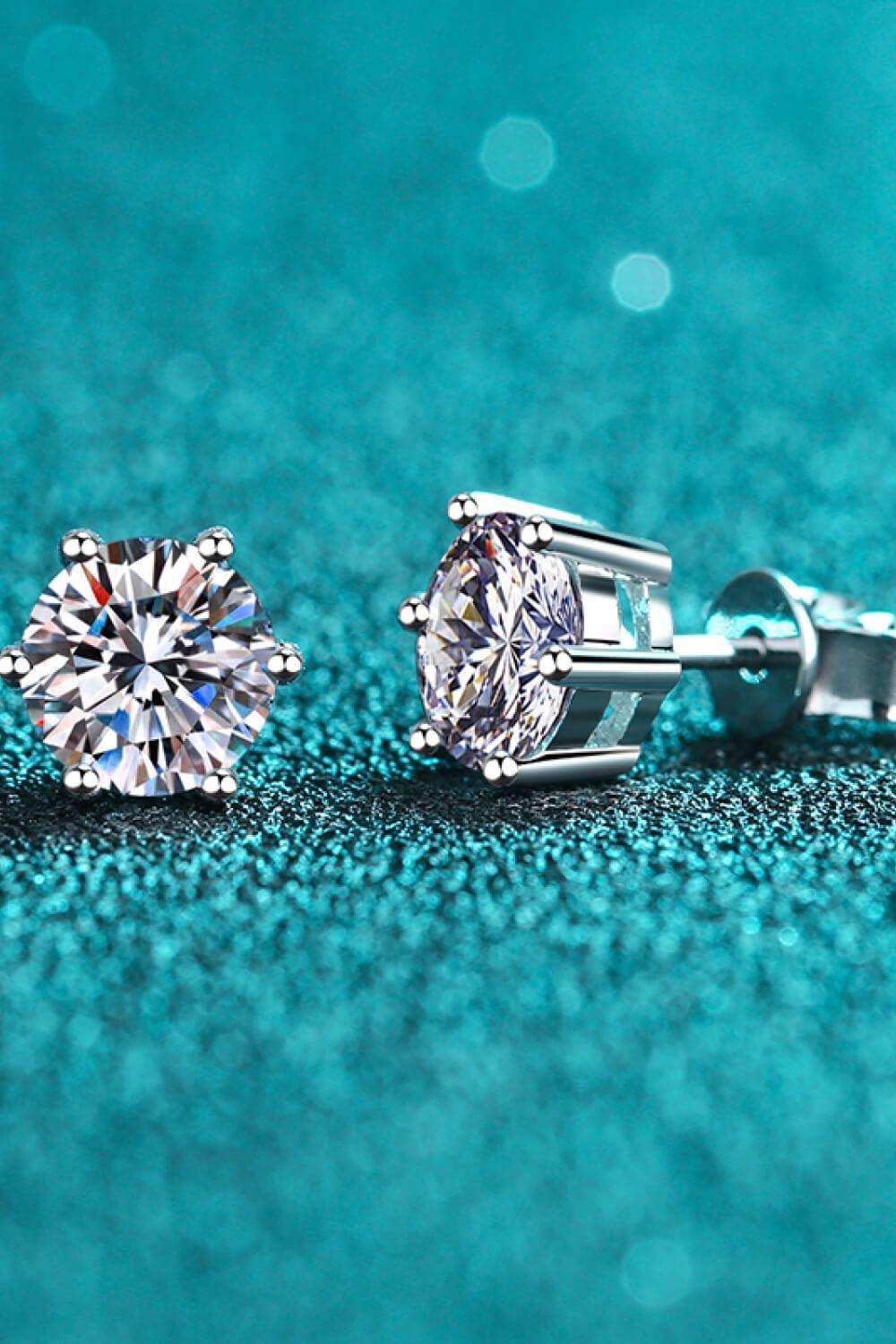 Moissanite Stud Earrings - Trendsi - Flyclothing LLC
