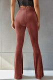 Ribbed High Waist Flare Pants - Trendsi - Flyclothing LLC